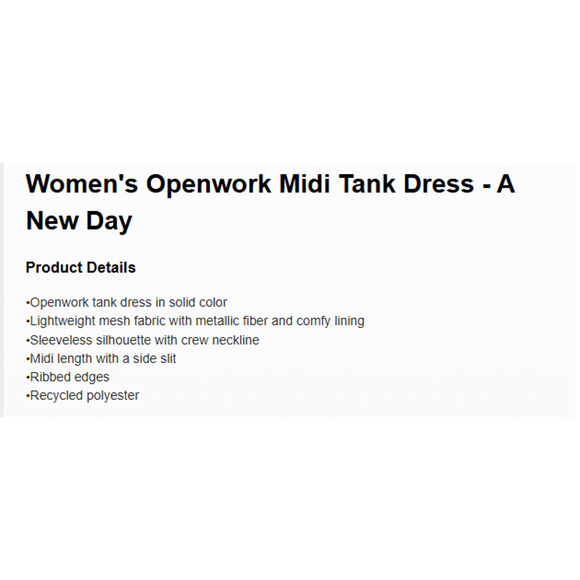 Openwork Midi Tank Black Dress Sz Large NWT - A New Day - Picture 9 of 10